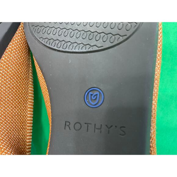 Rothy's The Point ballet flats the "Amber" burnt orange textile Blue Trim 7.5 - Picture 7 of 14